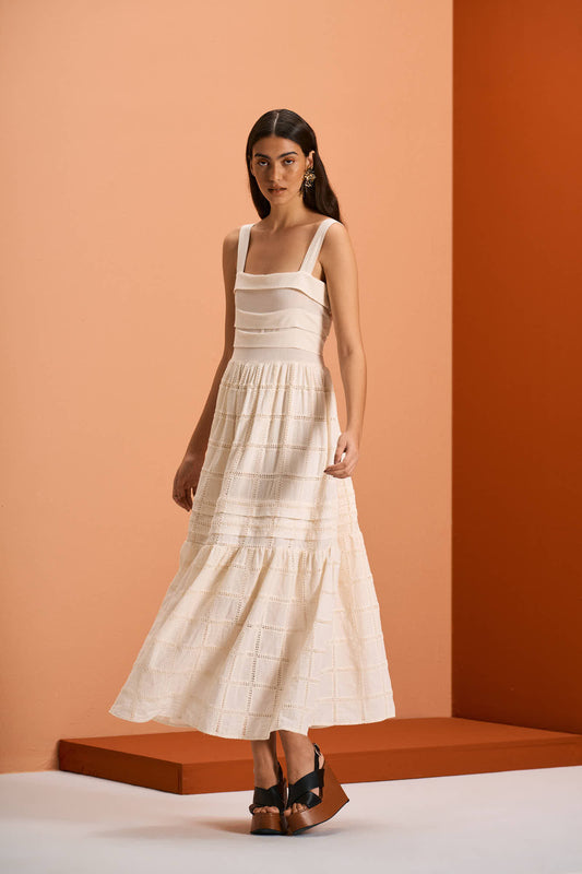 Vestido Longo Pregas Marsala