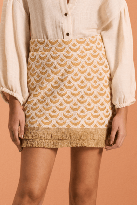 Saia Curta com Franja de Seda Etna