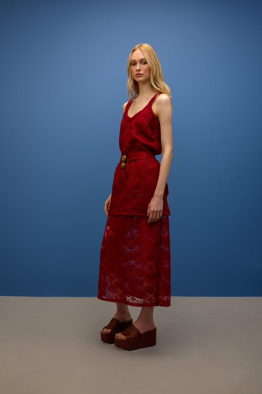 Vestido Alças com Cinto Conchas