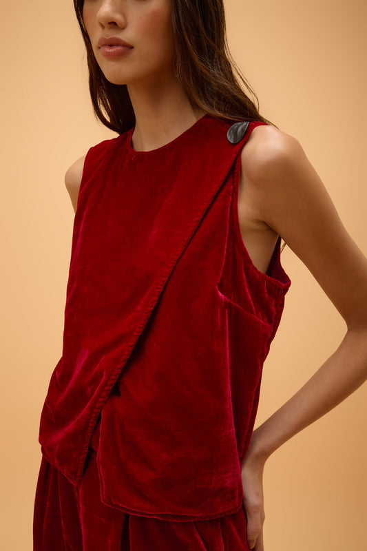 Blusa Transpassada Veludo Salina