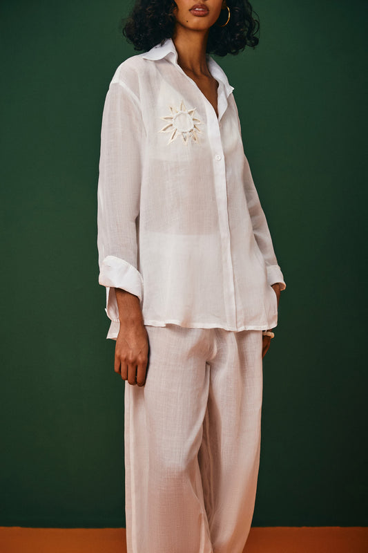 Camisa Manga Longa Bordado Pedras Tacima