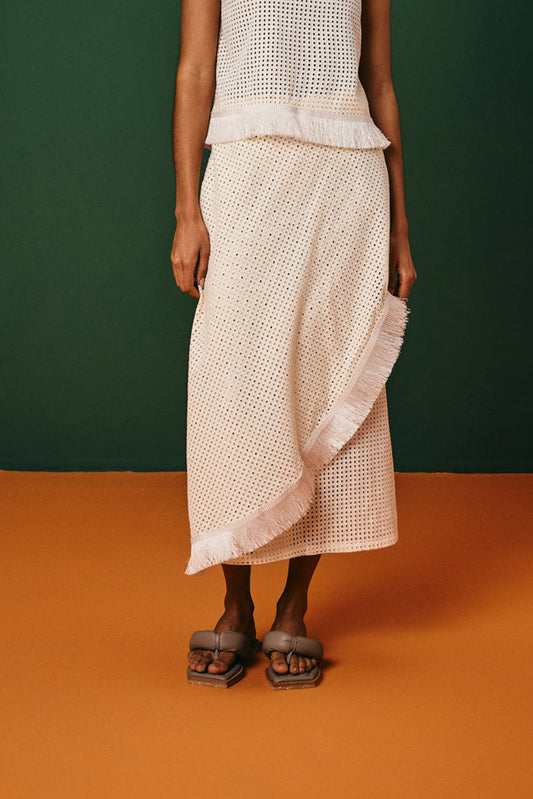 Saia Pareô Furadinha com Franja Tianguá