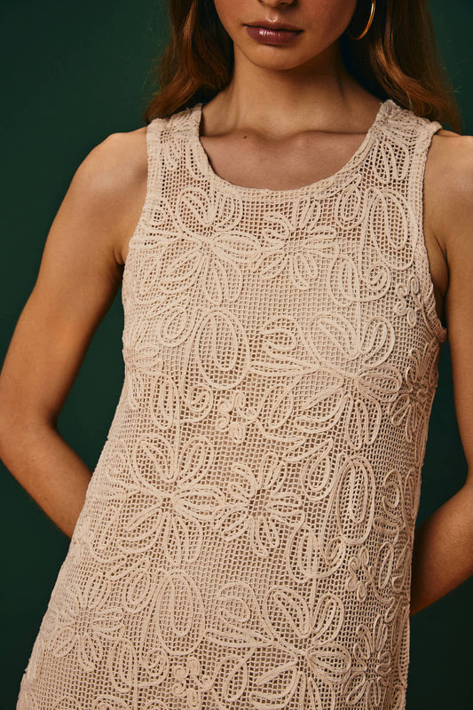 Vestido Longo Tela Bordada Franja Acari