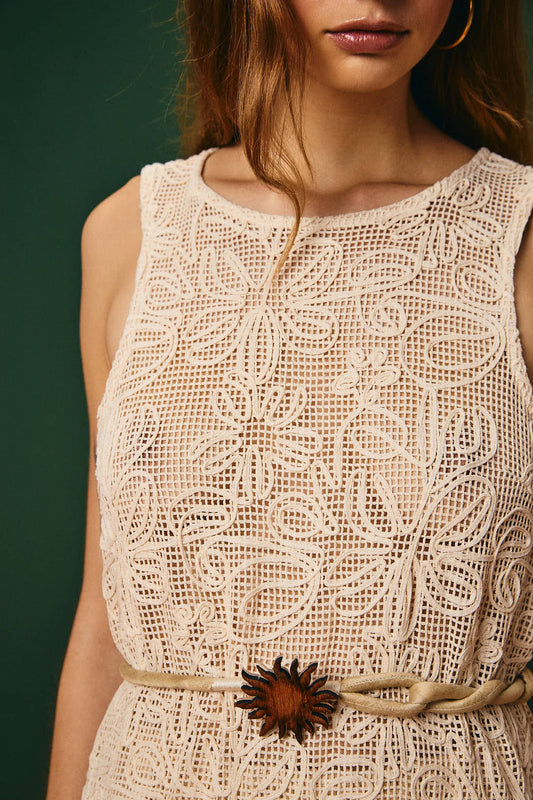 Vestido Curto Com Franja Acari