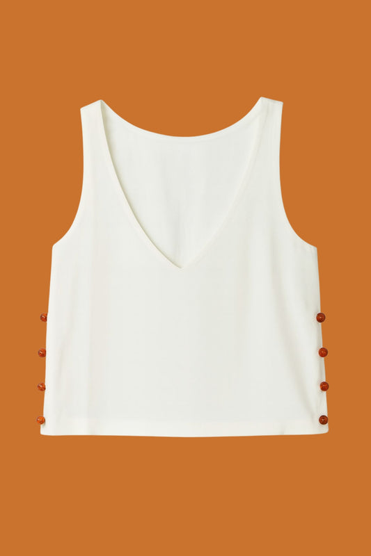 Regata Crepe Botões Laterais Jatiúca