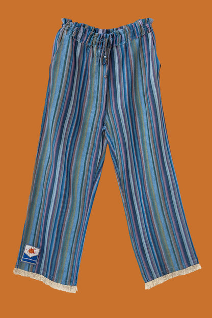Calça Listrada Franja Barra Olindina