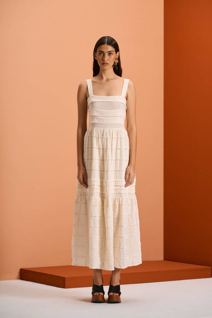 Vestido Longo Pregas Marsala