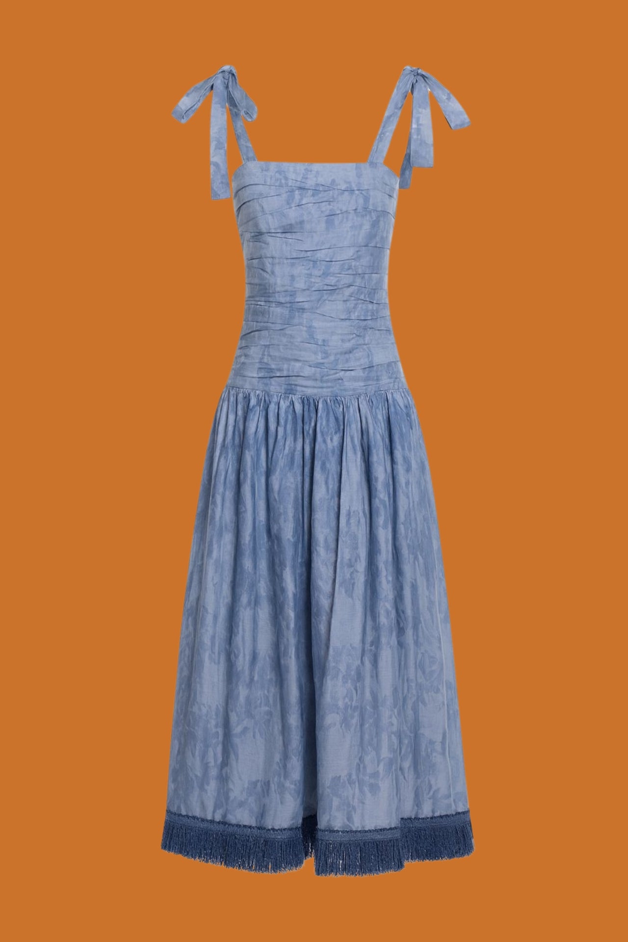 Vestido Longo Drapeado Franja Timbaúba