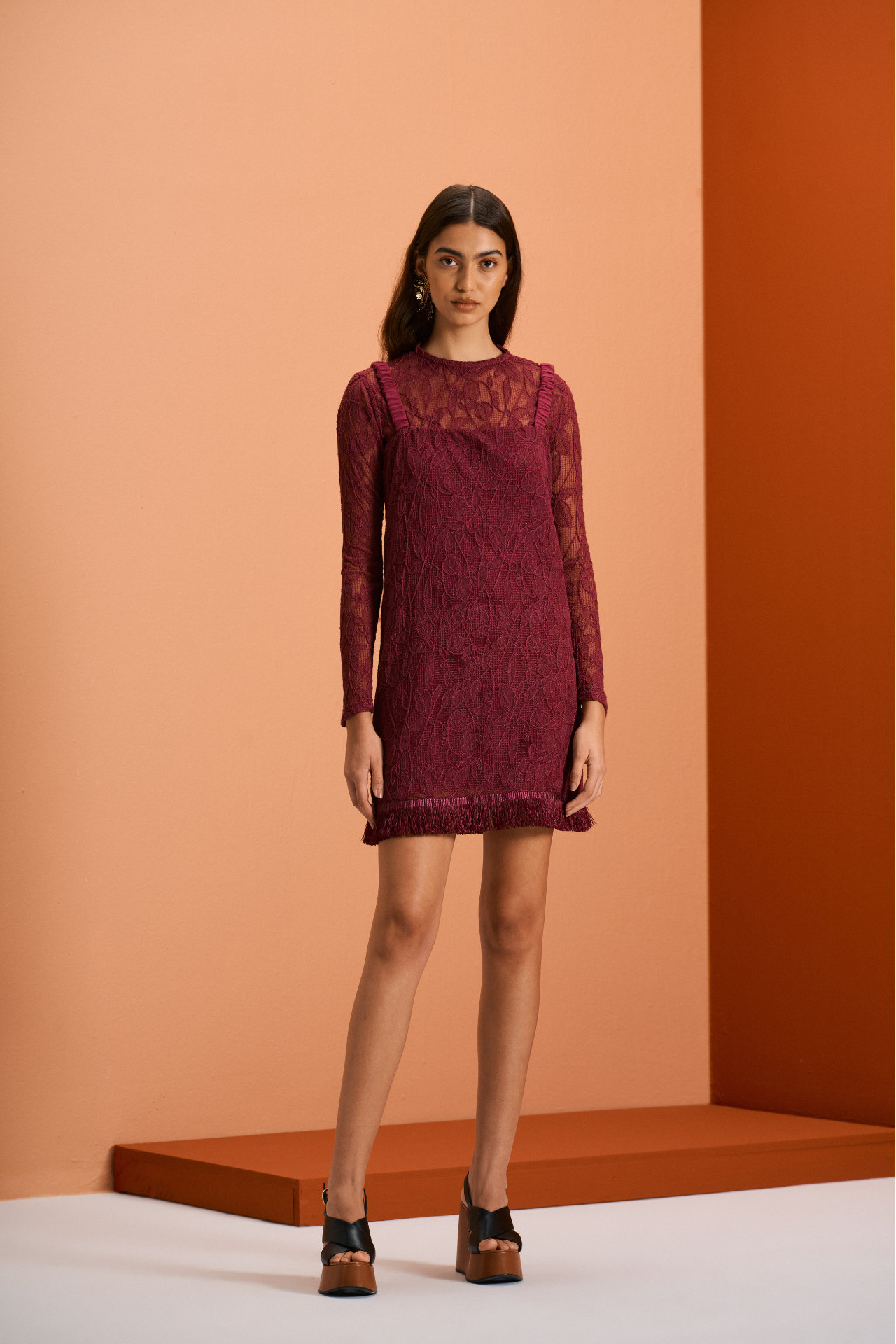 vestido alças com franja Ragusa