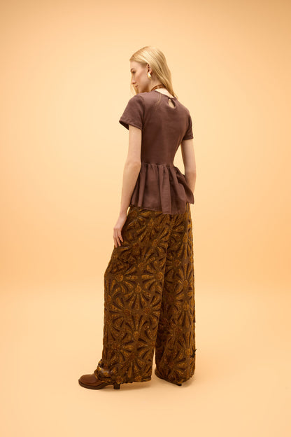 Calça Pantalona Pregas Veludo Astro