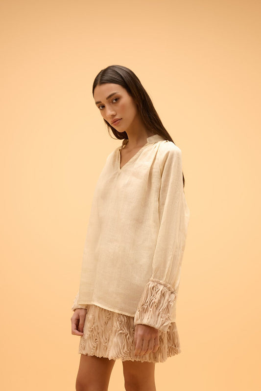 Blusa Manga Longa Detalhes No Punho Ondas