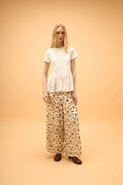 Calça Pantalona Pregas Veludo Astro