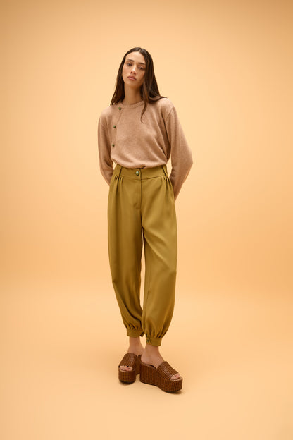 Calça Pregas Crepe Horizonte