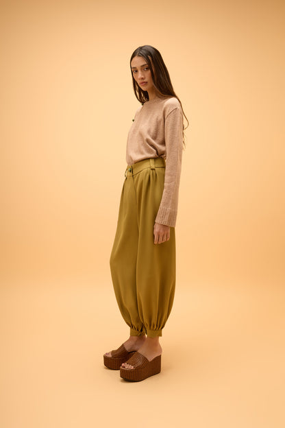 Calça Pregas Crepe Horizonte