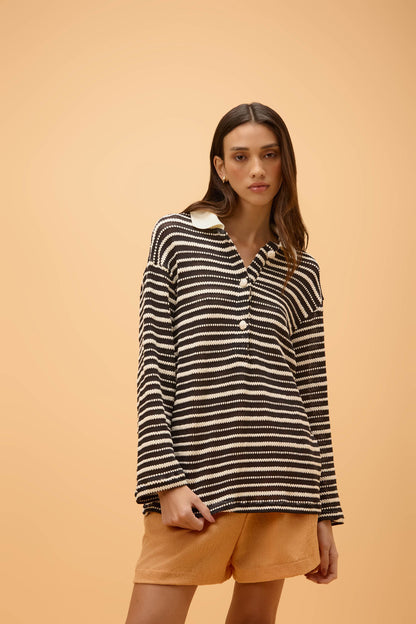 Blusa Polo Manga Longa Listrada Estrela