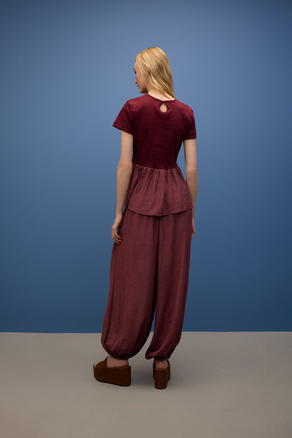 Blusa Canelada Babado Chiffon Veraneio