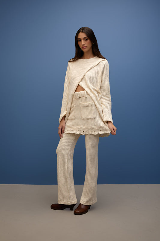 Conjunto Calça com Saia Sobreposição Crochet Brisa
