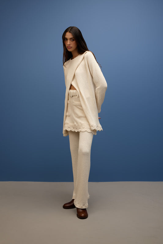 Blusa Manga Longa Transpasse Crochet Brisa