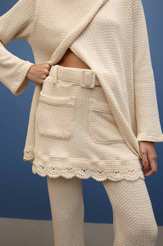 Conjunto Calça com Saia Sobreposição Crochet Brisa