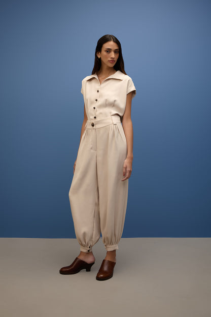 Calça Pregas Crepe Horizonte