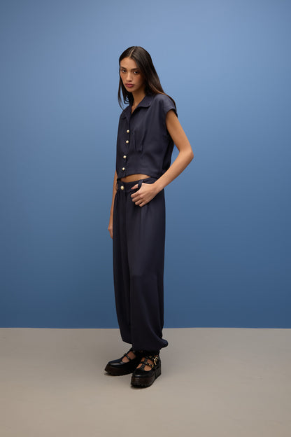 Blusa Pregas Crepe Horizonte