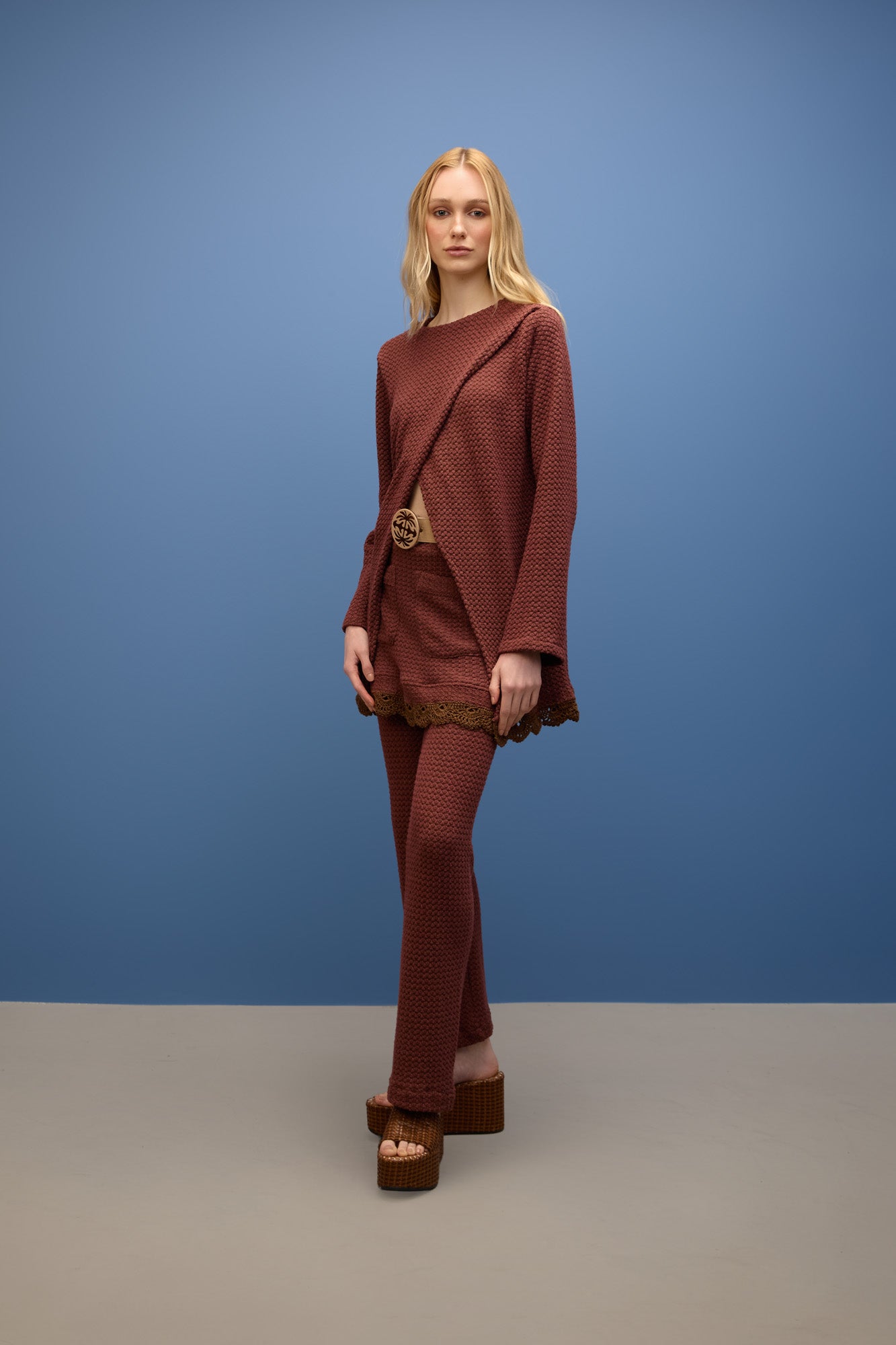 Blusa Manga Longa Transpasse Crochet Brisa