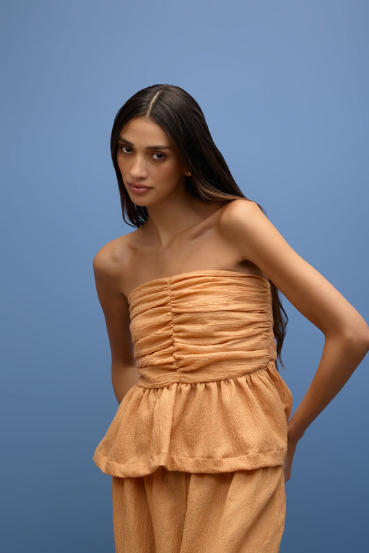 Blusa Tomara que Caia Drapeada Duna
