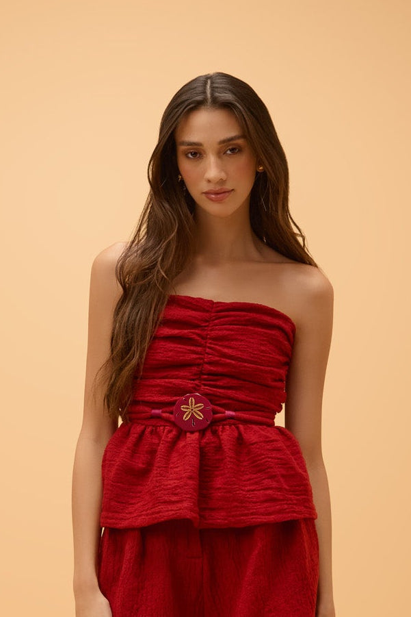 Blusa Tomara que Caia Drapeada Duna