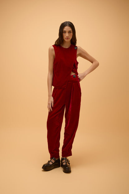 Blusa Transpassada Veludo Salina