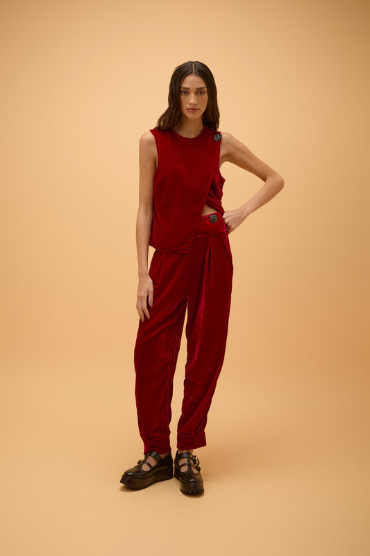 Blusa Transpassada Veludo Salina