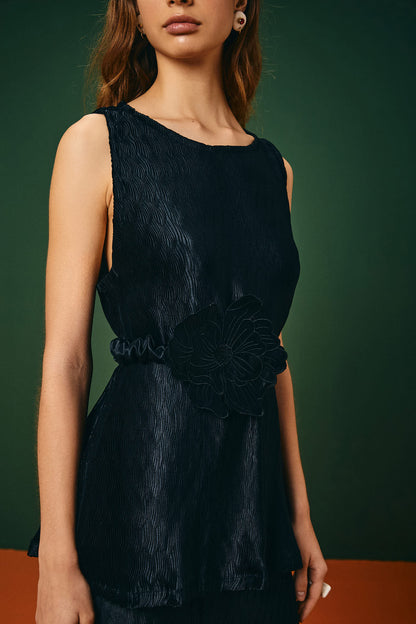 Regata Plissada Com Cinto Flor Candeias