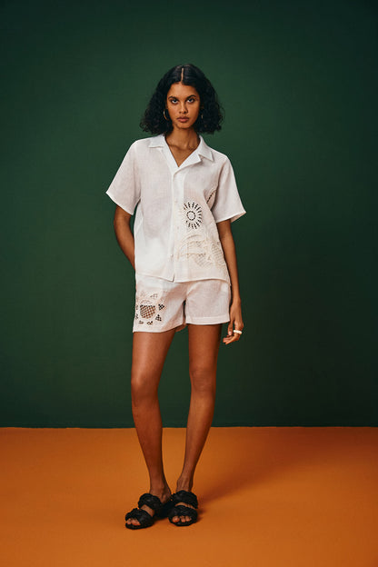 Shorts Linho Com Bordado Iguatú