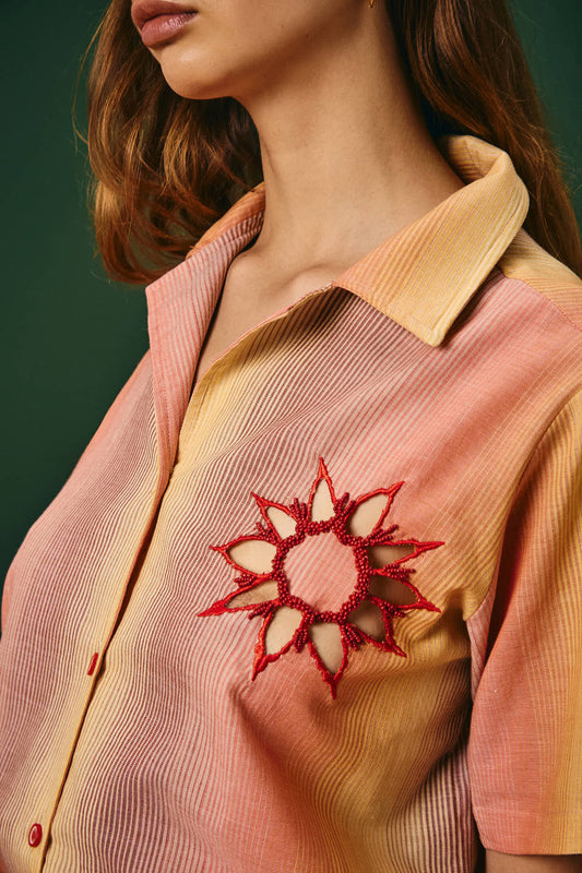 Camisa Listrada Bordada Carataca