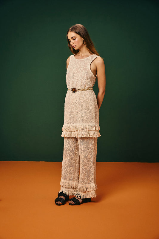 Vestido Curto Com Franja Acari